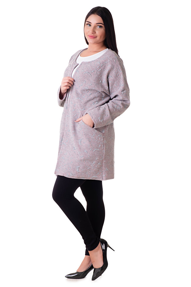 Кардиган М 45 (розовый с серым)